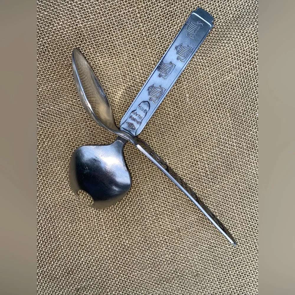 KONGE TINN Rare Vintage Salad set Norwegian pewter Salatsett - Picture 14 of 17